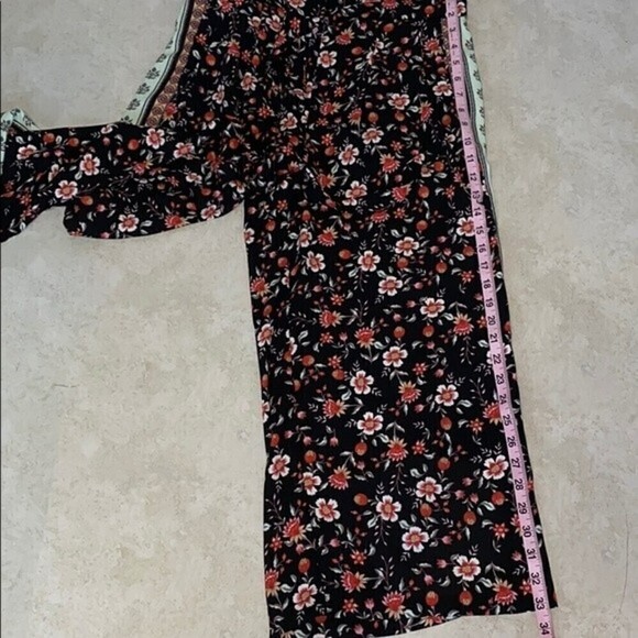 ADRIENNE Vittadini Size Medium Floral Wide Leg Pant Waist Tie Pockets - Picture 14 of 14